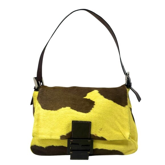 FENDI Vintage FF Logo Mamma Baguette Shoulder Bag Yellow [105334] - Picture 5 of 13